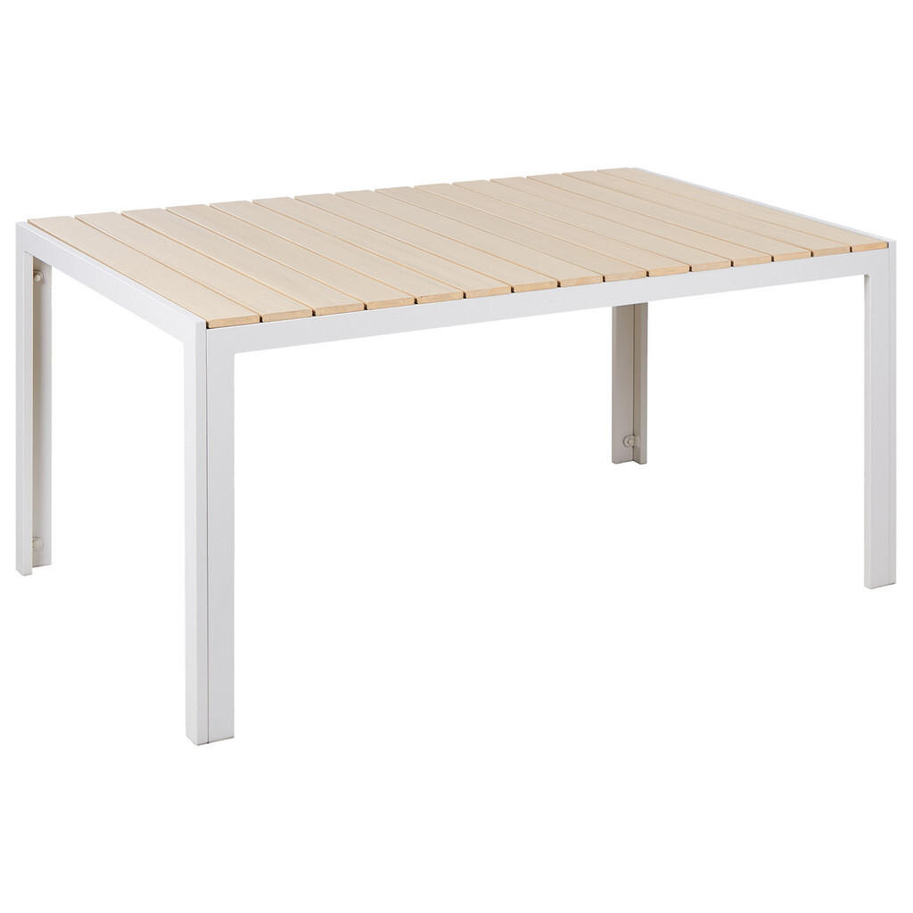 Beliani ZAHRADNÍ STŮL Umělé dřevo béžový/bílý 150/90 cm Como