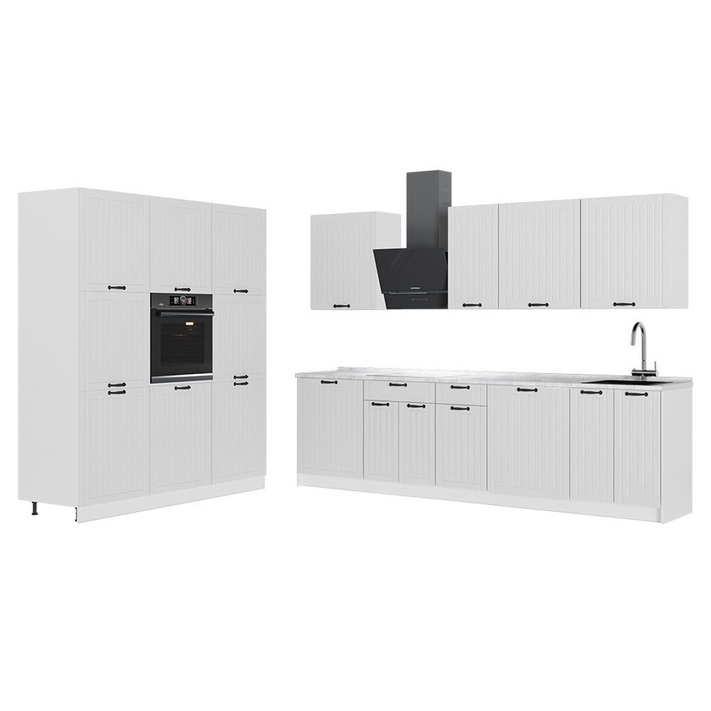 Vicco KUCHYŇSKÝ KOUT Fame-Line, Bílý venkovský dům/Bílá, 460 cm, PD Mramor