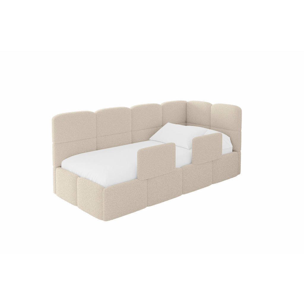 ALTDECOR JEDNOLŮŽKOVÁ POSTEL pro mládež s úložným prostorem a matrací H3/H4, vlevo - KIVY 80x200 tmavě béžová