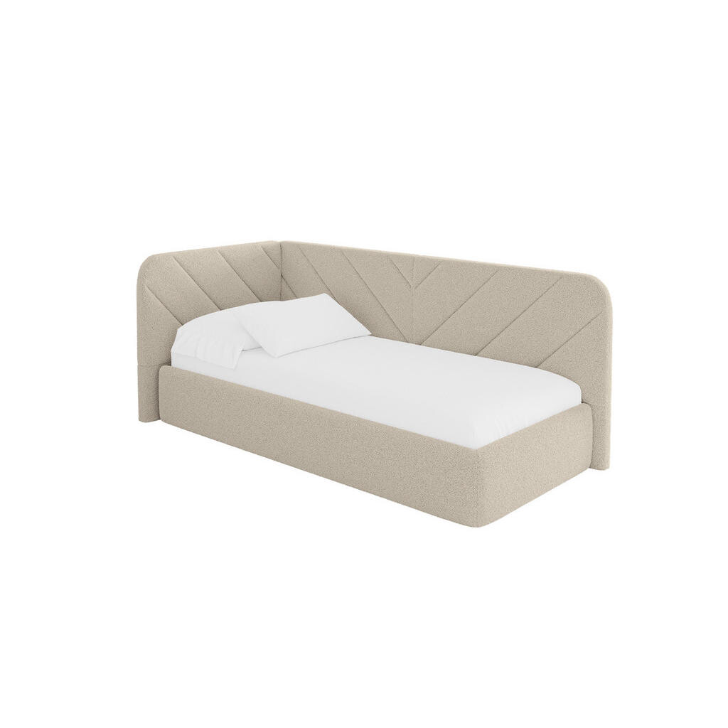 ALTDECOR JEDNOLŮŽKOVÁ POSTEL pro mládež s úložným prostorem a matrací H3/H4, vpravo - FIKY 100x200 tmavě béžová