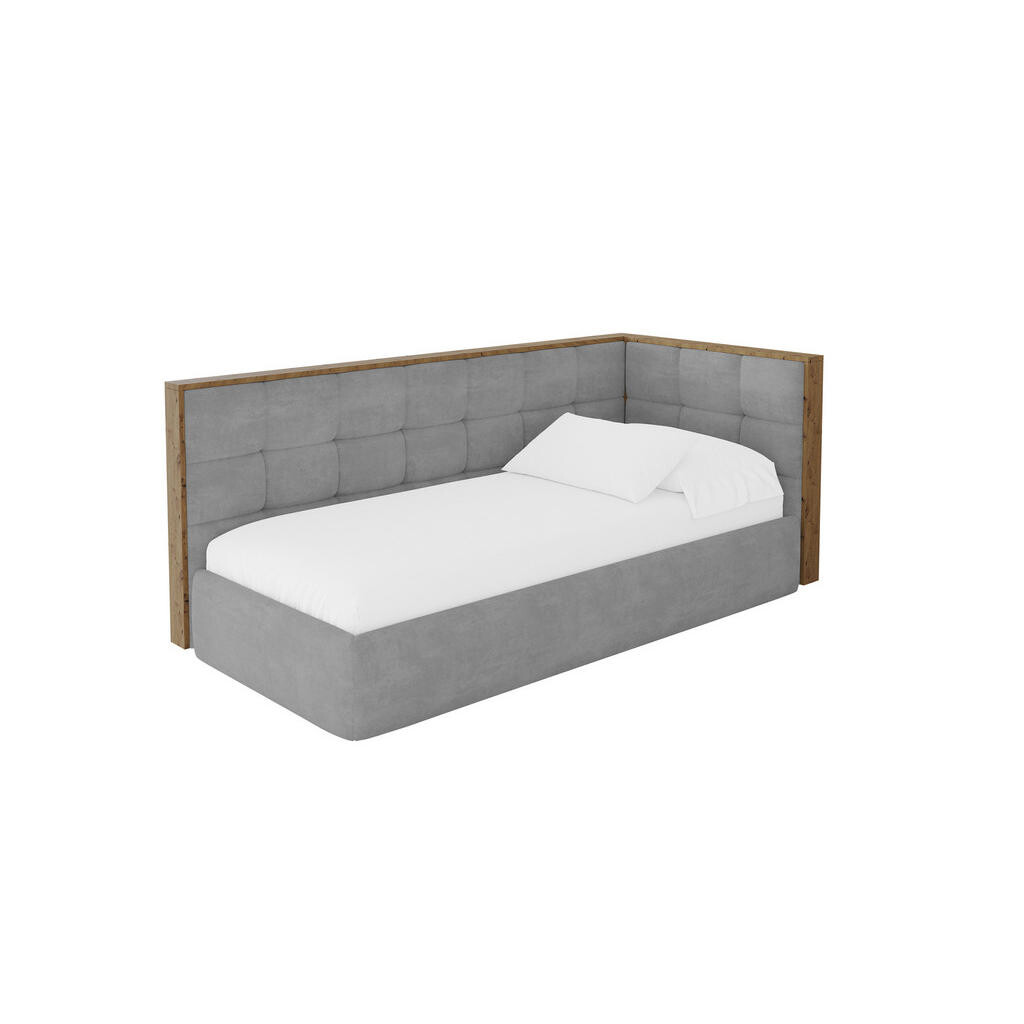 ALTDECOR JEDNOLŮŽKOVÁ POSTEL pro mládež s úložným prostorem, vlevo - SOVY 100x200 šedá