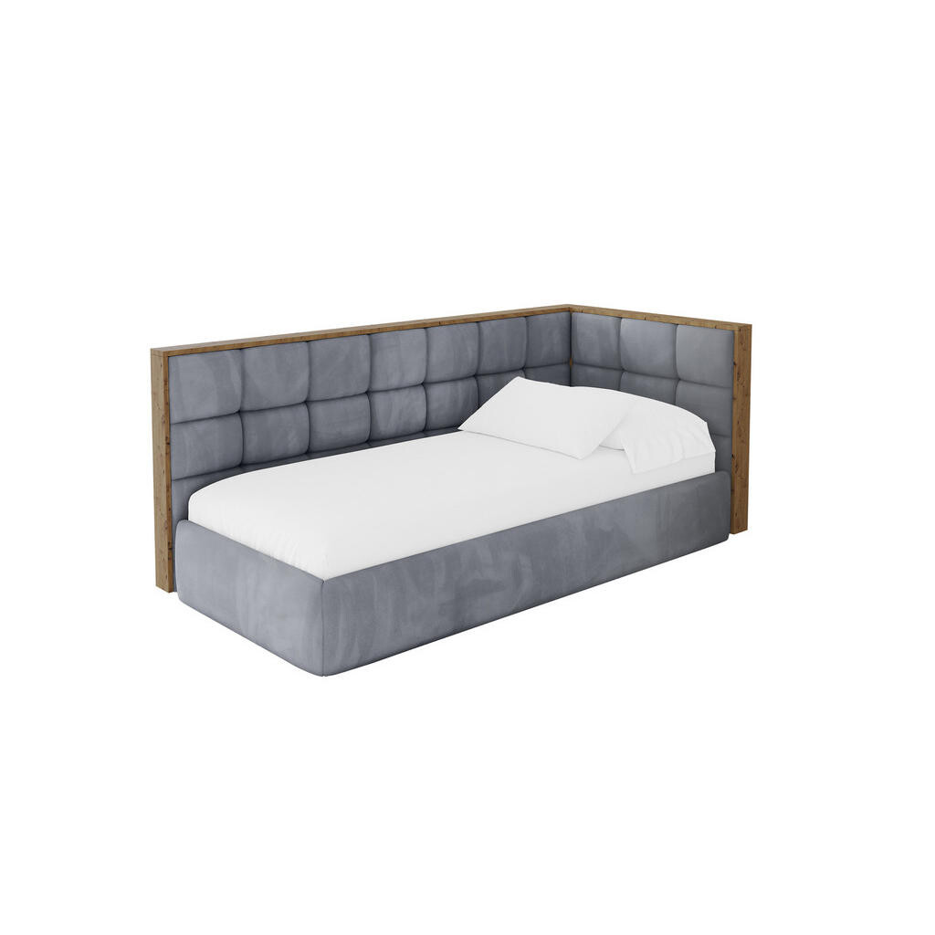 ALTDECOR JEDNOLŮŽKOVÁ POSTEL pro mládež s úložným prostorem a matrací H3/H4, vlevo - SOVY 90x200 šedá