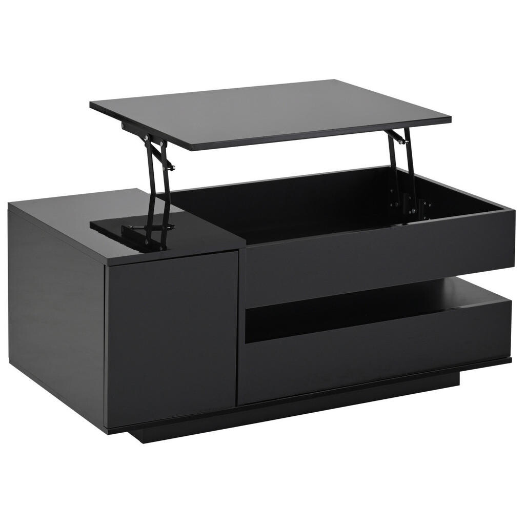 OKWISH KONFERENČNÍ stolek 95/50/40 cm černý z dřevotřísky s LED a výklopnou deskou