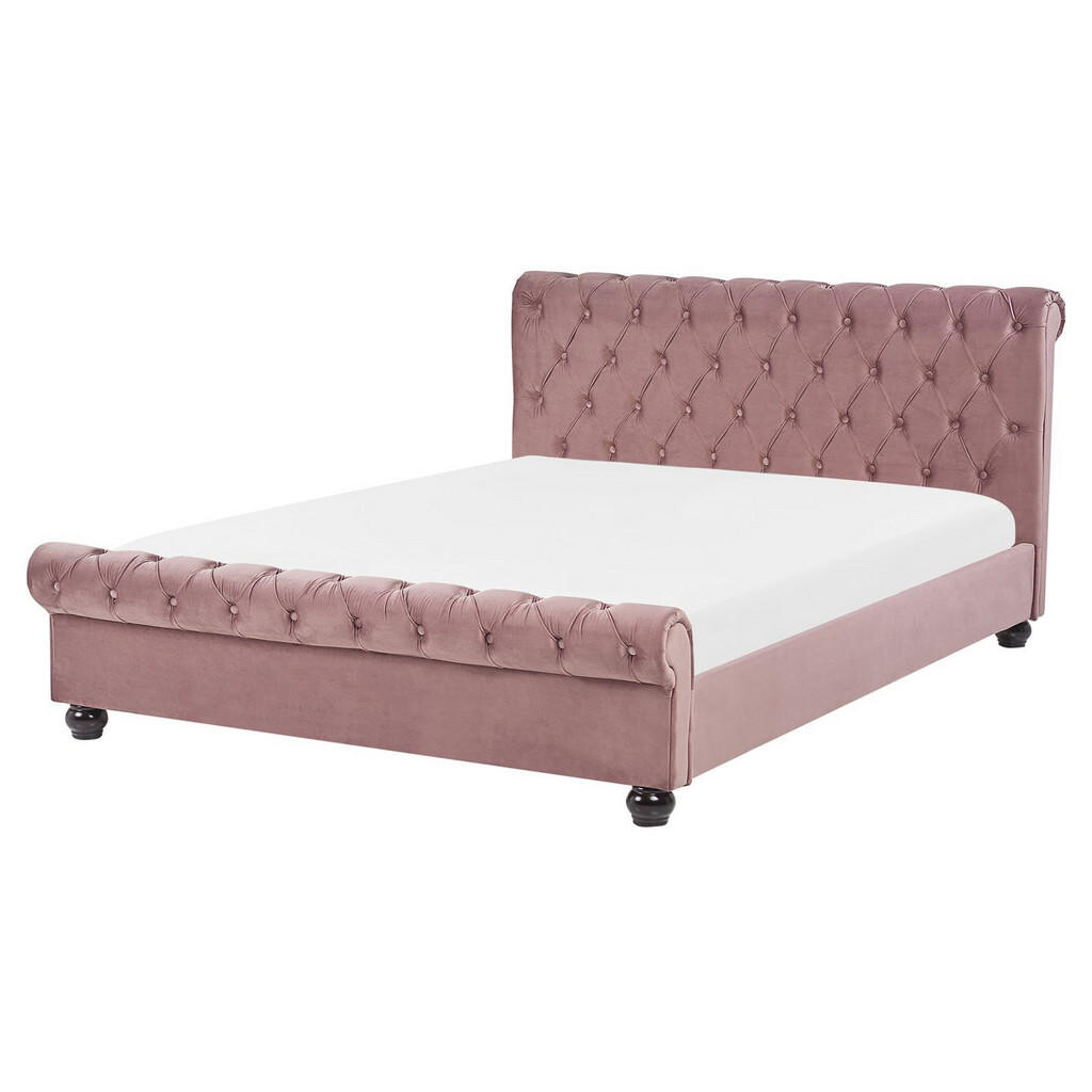 Beliani POSTEL 160/200 cm Růžová Avallon