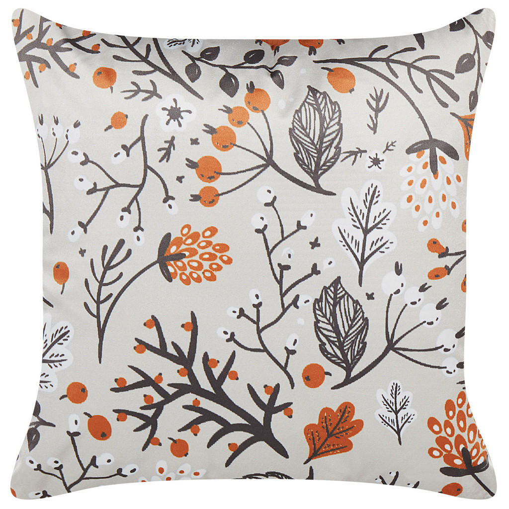 Beliani SAMETOVÝ POLŠTÁŘ Krémově bílý 45/45 cm Montbretia