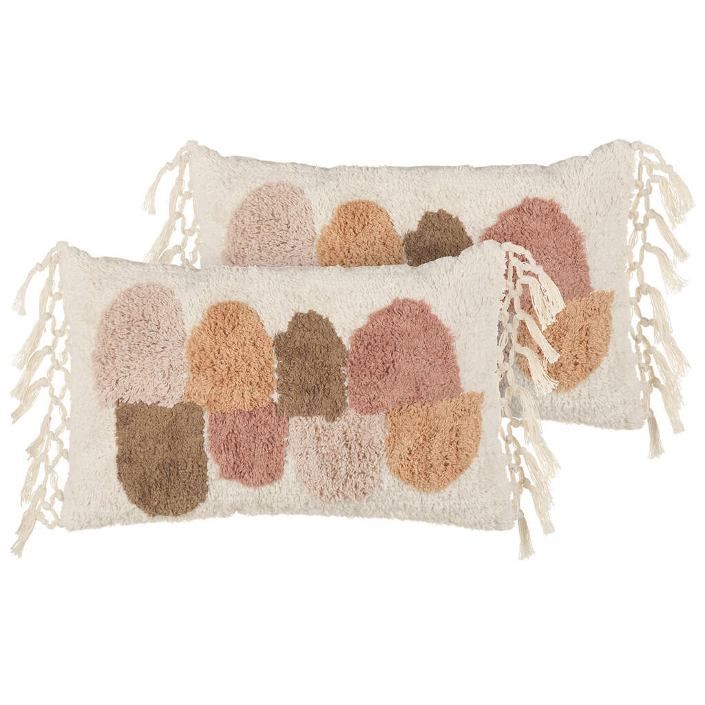 Beliani DEKORATIVNÍ POLŠTÁŘ sada 2 ks Bílý 30/50 cm Caltha