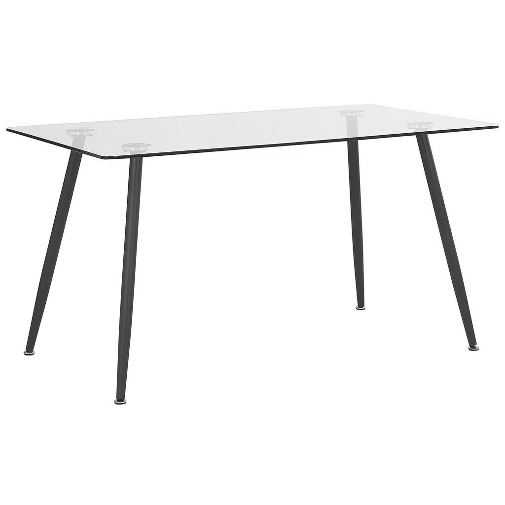 Beliani JÍDELNÍ STŮL 140/80/74 cm Průhledný, Černý Obdélníkový Midland
