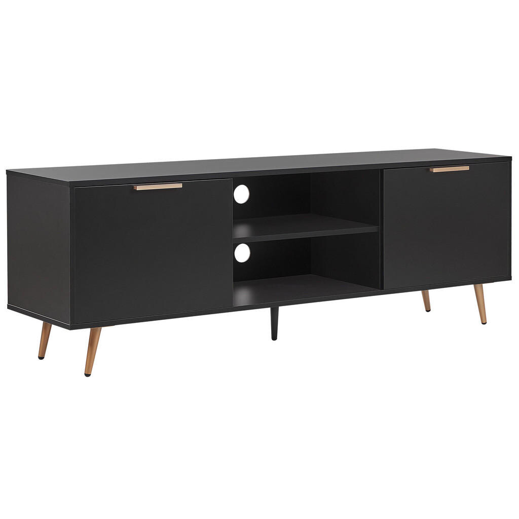 Beliani TV STOLEK Černý, Zlatý INDIO 40/166/57 cm