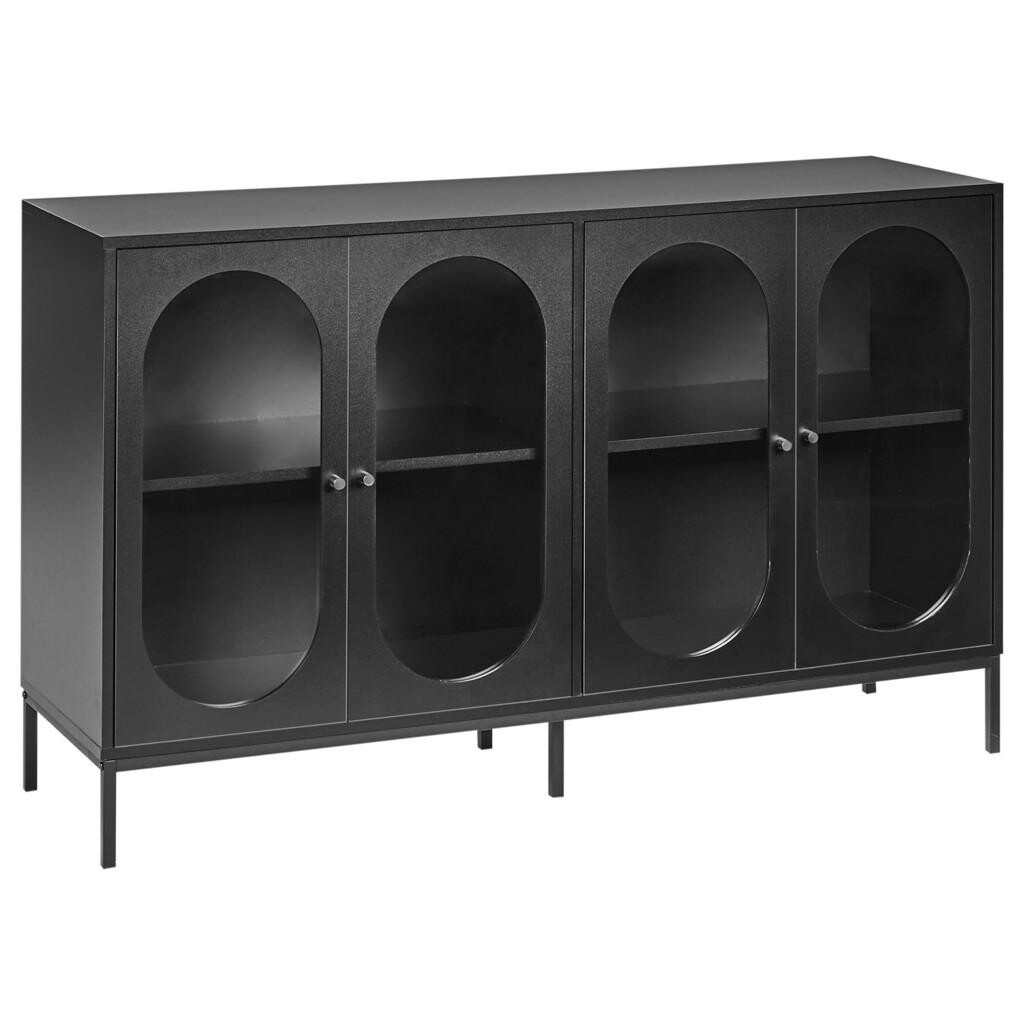 Beliani SIDEBOARD se skleněnými dveřmi 137 cm Černý Langford