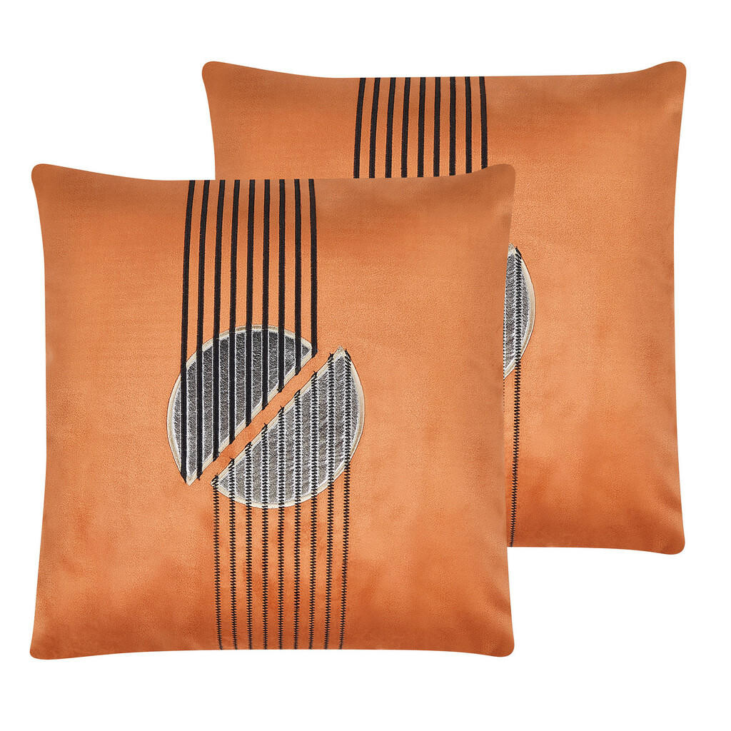 Beliani DEKORATIVNÍ POLŠTÁŘ sada 2 ks Oranžový 45/45 cm Ceropegia