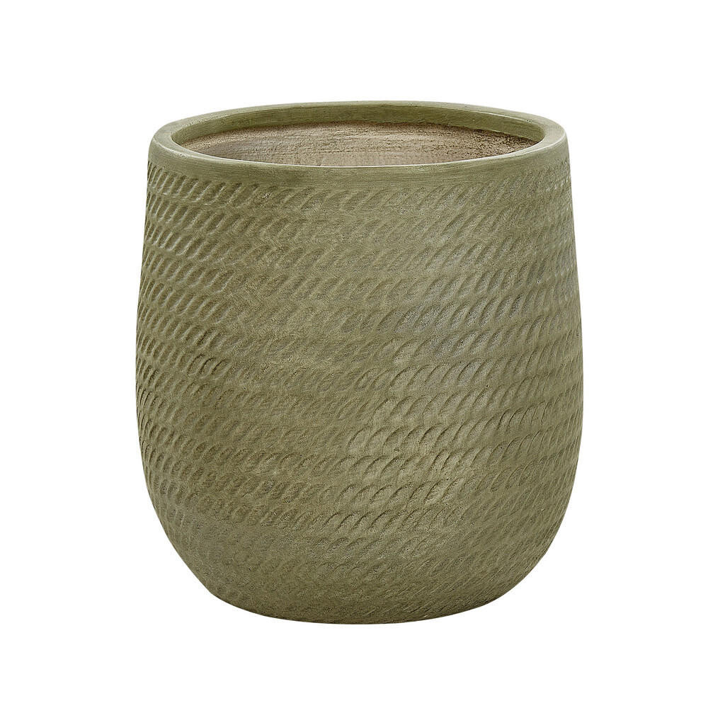 Beliani KVĚTINÁČ olivově zelený kulatý 39/39/44 cm Livadia