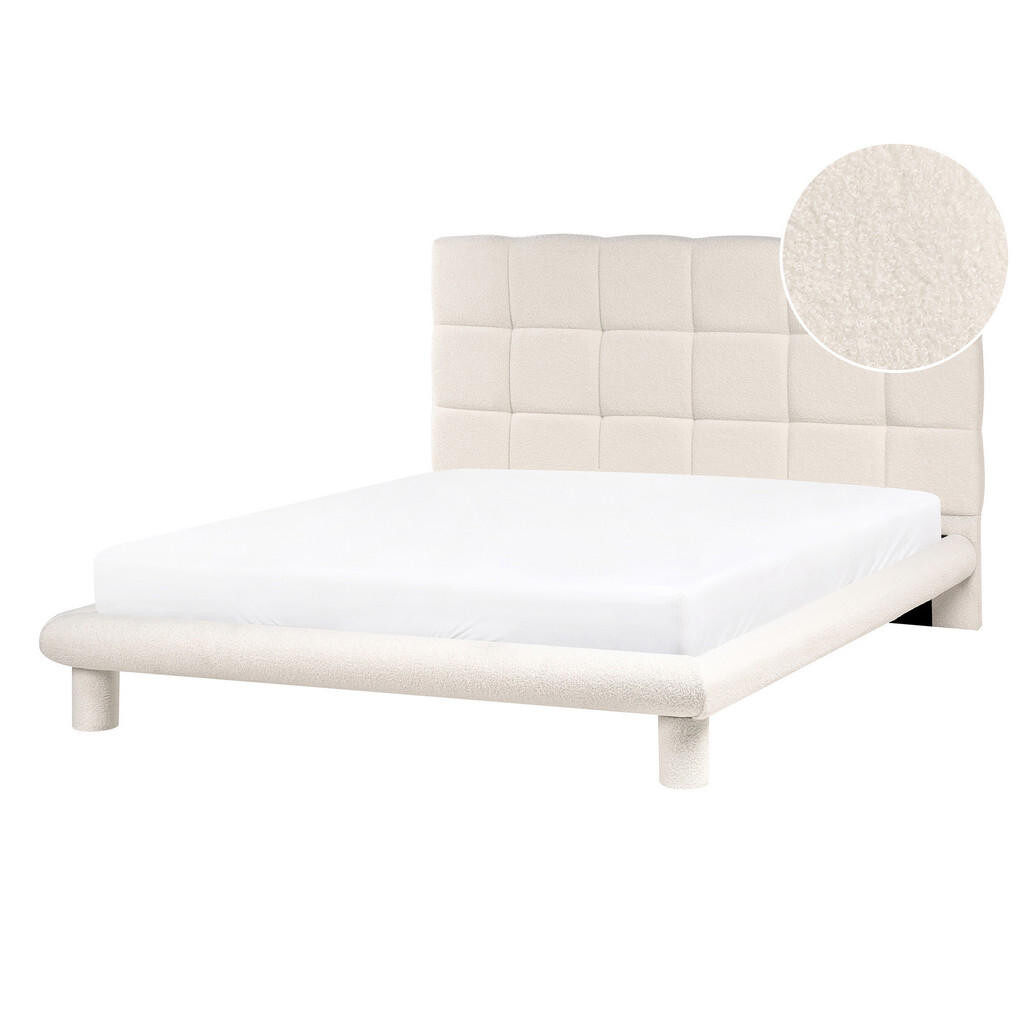 Beliani POSTEL s roštem 140/200 cm Krémově bílá Cressat