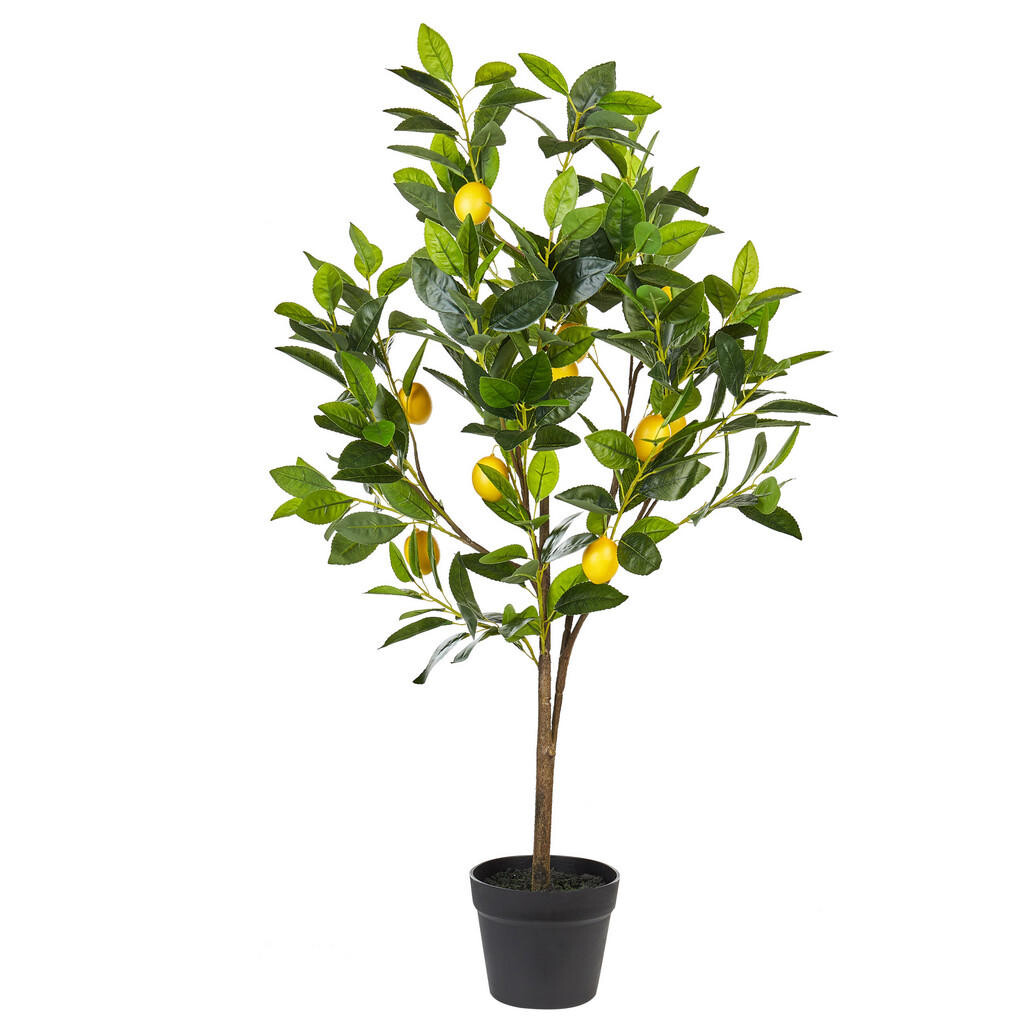 Beliani UMĚLÁ ROSTLINA v květináči 105 cm Zelená/Černá Citroník