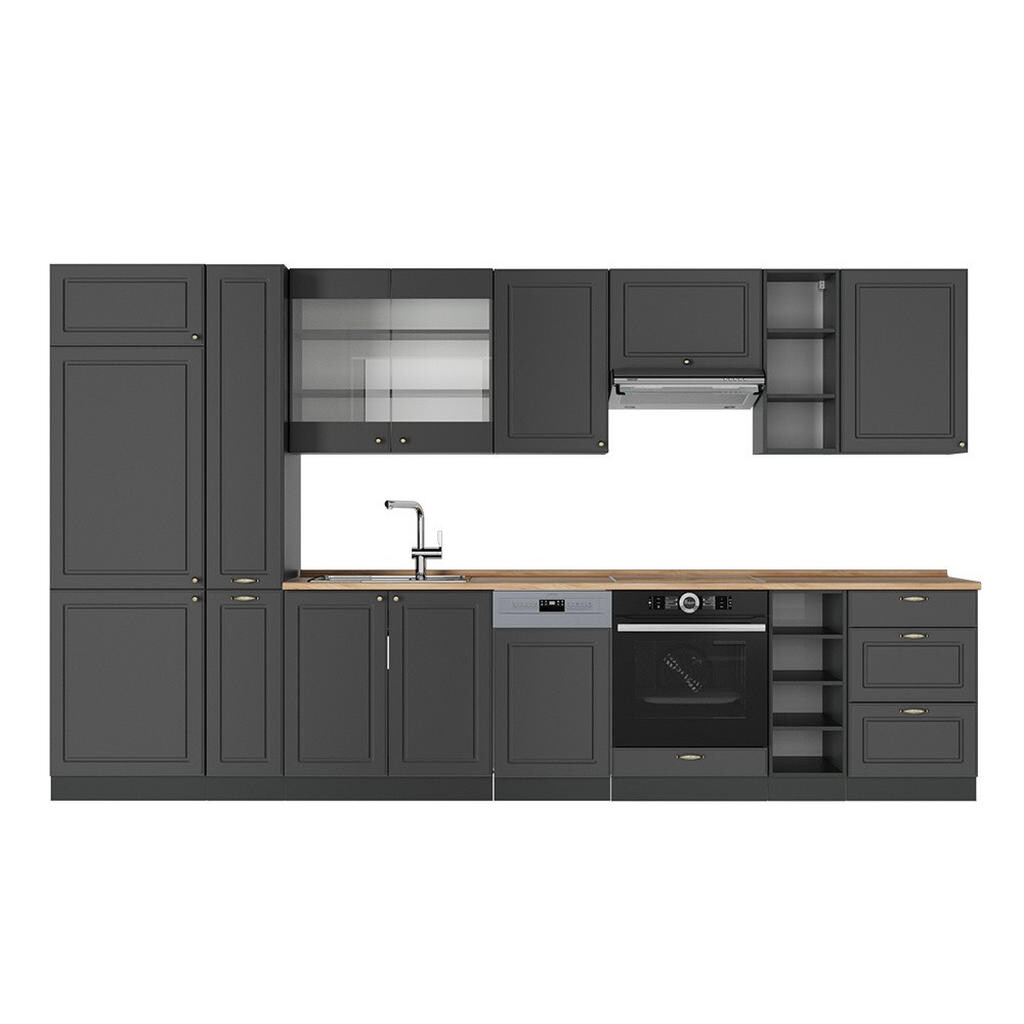 Vicco KUCHYŇSKÝ KOUT Fame-Line Anthrazit-Gold Landhaus 355 cm , PD Dub
