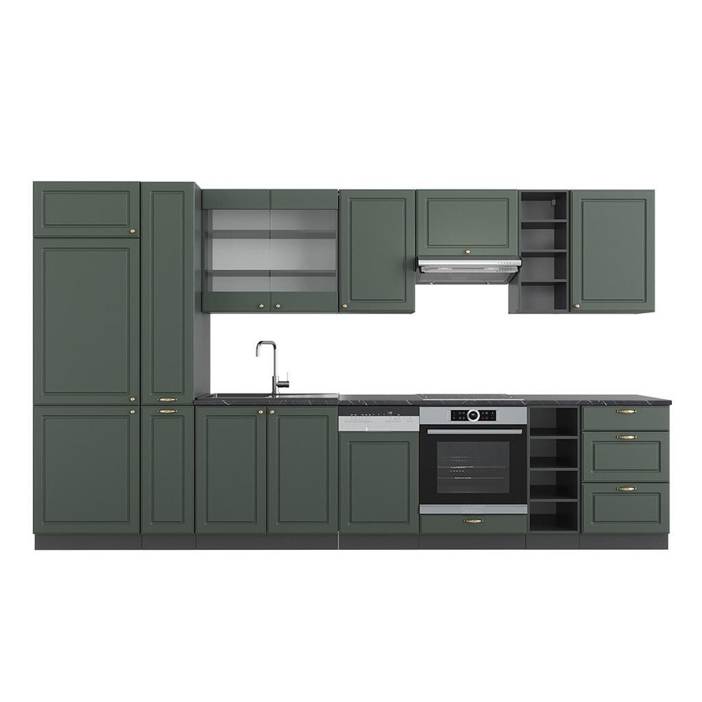 Vicco KUCHYŇSKÝ KOUT Fame-Line Zeleno-zlatá Country House/Anthracite 355 cm , PD Antracit