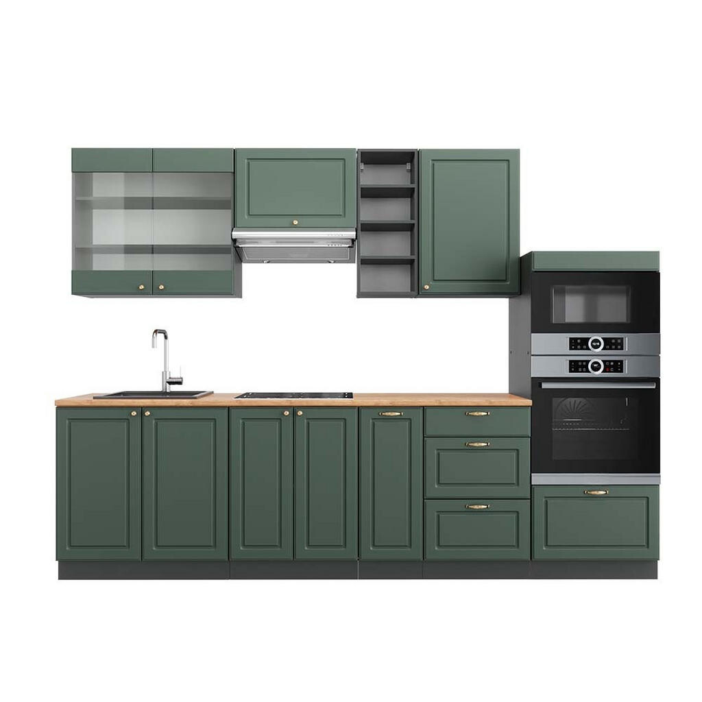Vicco KUCHYŇSKÝ KOUT Fame-Line Zeleno-zlatá Country House/Anthracite 280 cm , PD Dub