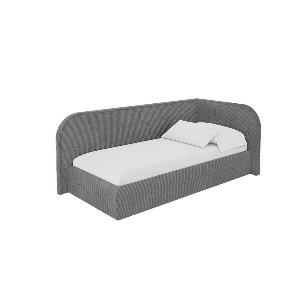 ALTDECOR JEDNOLŮŽKOVÁ POSTEL pro mládež s úložným prostorem a matrací H3/H4, vlevo - JAXY 80x200 tmavě šedá