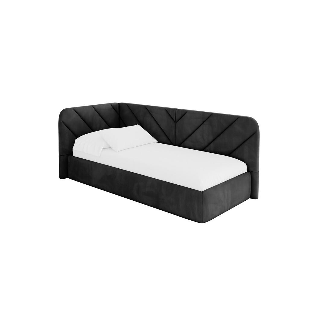 ALTDECOR JEDNOLŮŽKOVÁ POSTEL pro mládež s úložným prostorem a matrací H3/H4, vpravo - FIKY 80x200 černá