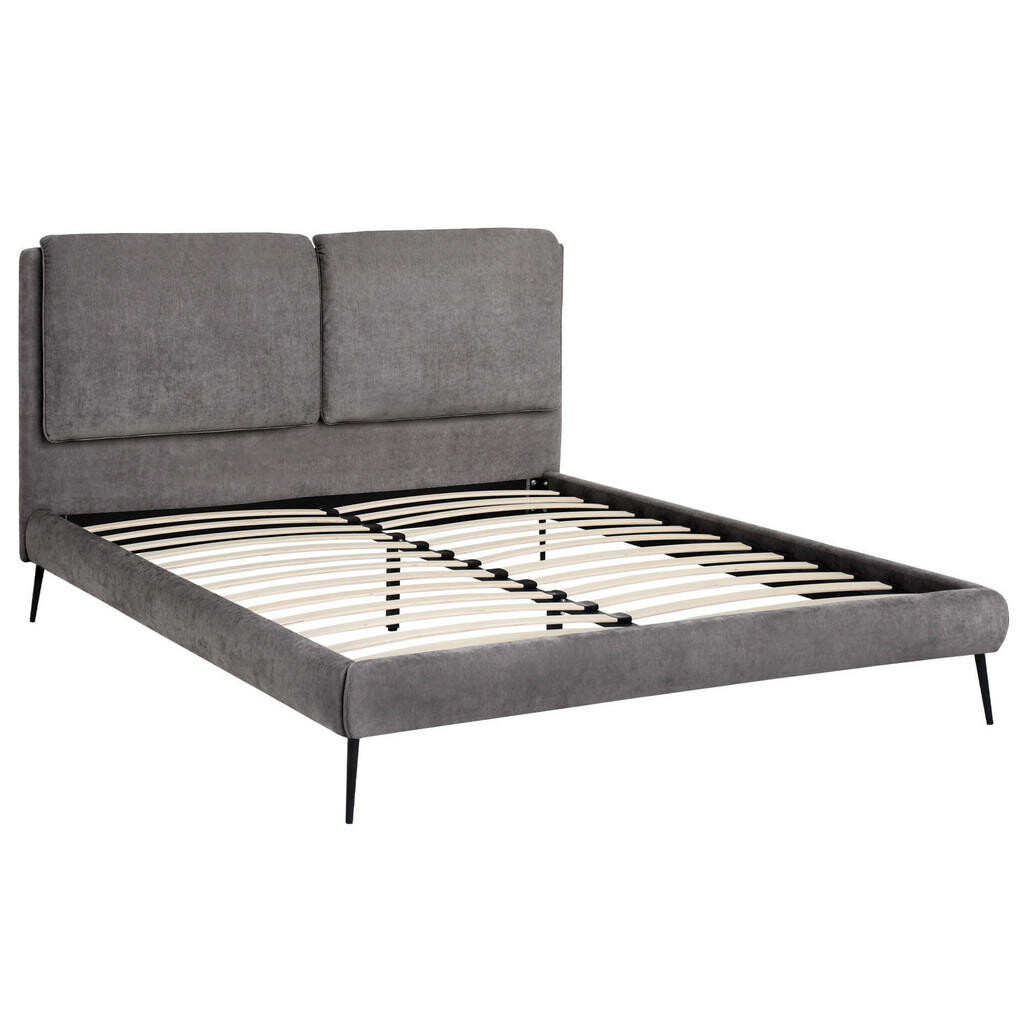 Beautysofa ČALOUNĚNÁ POSTEL Nuit, dvoulůžko 160x200 cm bez matrace, žinylková látka, tmavě šedá