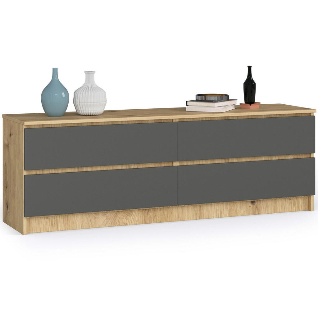 RAUMHIRSCH FURNITURE KOMODA dub Artisan, grafitově šedá 55/160/40