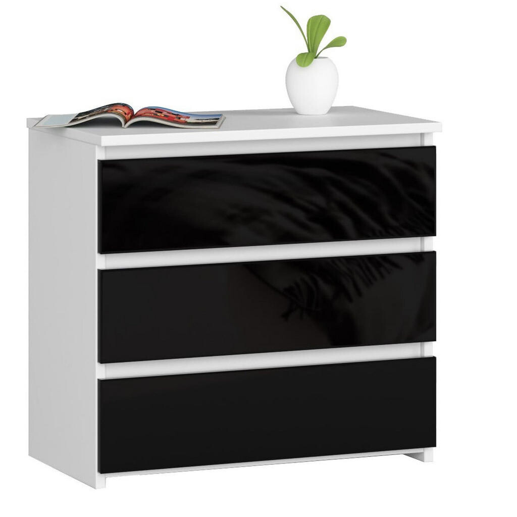 RAUMHIRSCH FURNITURE KOMODA bílá, černá lesklá 57/60/35