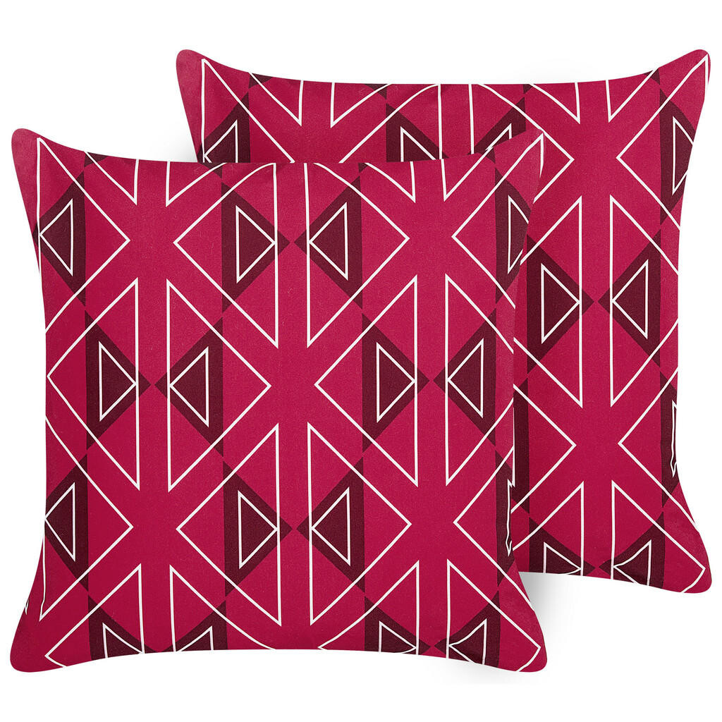 Beliani ZAHRADNÍ POLŠTÁŘ sada 2 ks geometrický vzor růžový 45/45 cm Mezzano