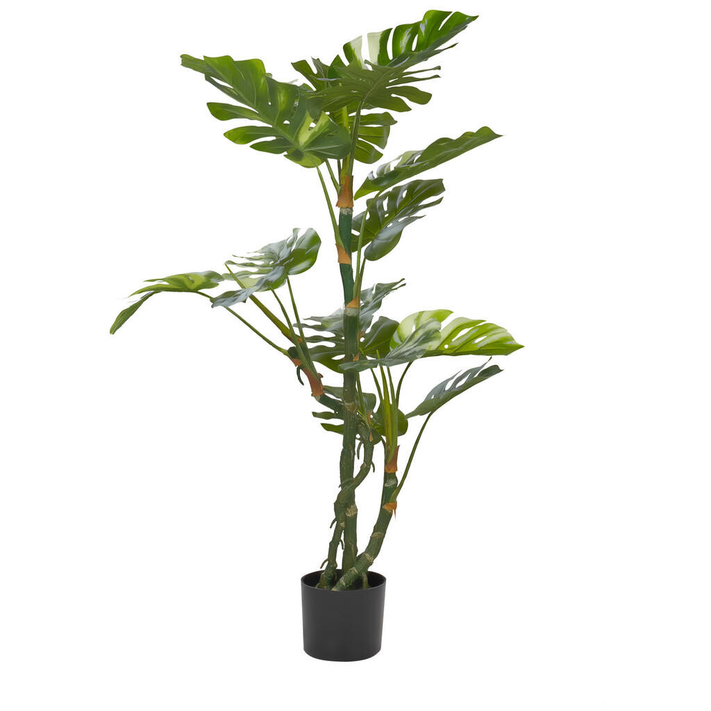 Beliani UMĚLÁ ROSTLINA v květináči 135 cm Zelená/Černá Monstera