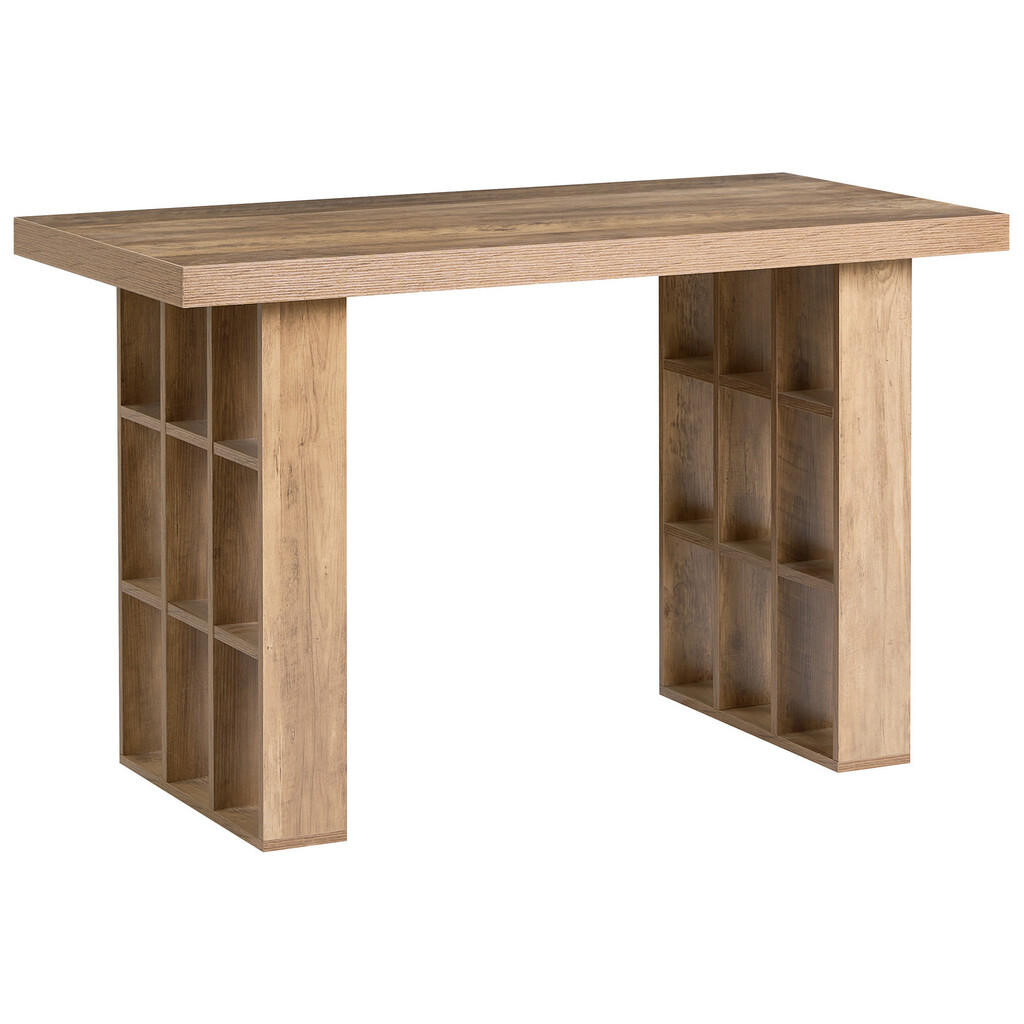 Beliani PSACÍ STŮL Světle hnědý 120/60 cm s přihrádkami Elura