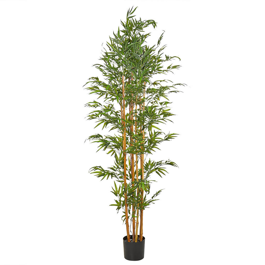 Beliani UMĚLÁ ROSTLINA v květináči 220 cm Zelená/Světlejší Odstín dřeva Bamboo