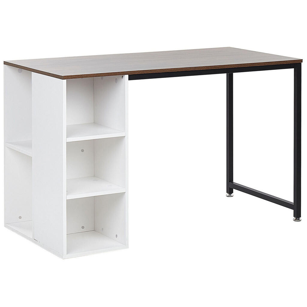 Beliani PSACÍ STŮL bílý/tmavší Odstín dřeva 120/60/75 cm Dese