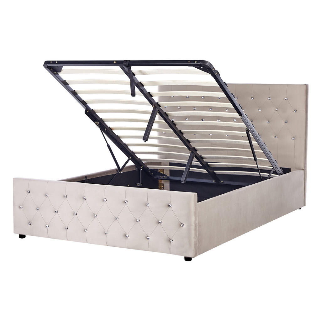 Beliani POSTEL s úložným prostorem 140/200 cm Taupe Amiens