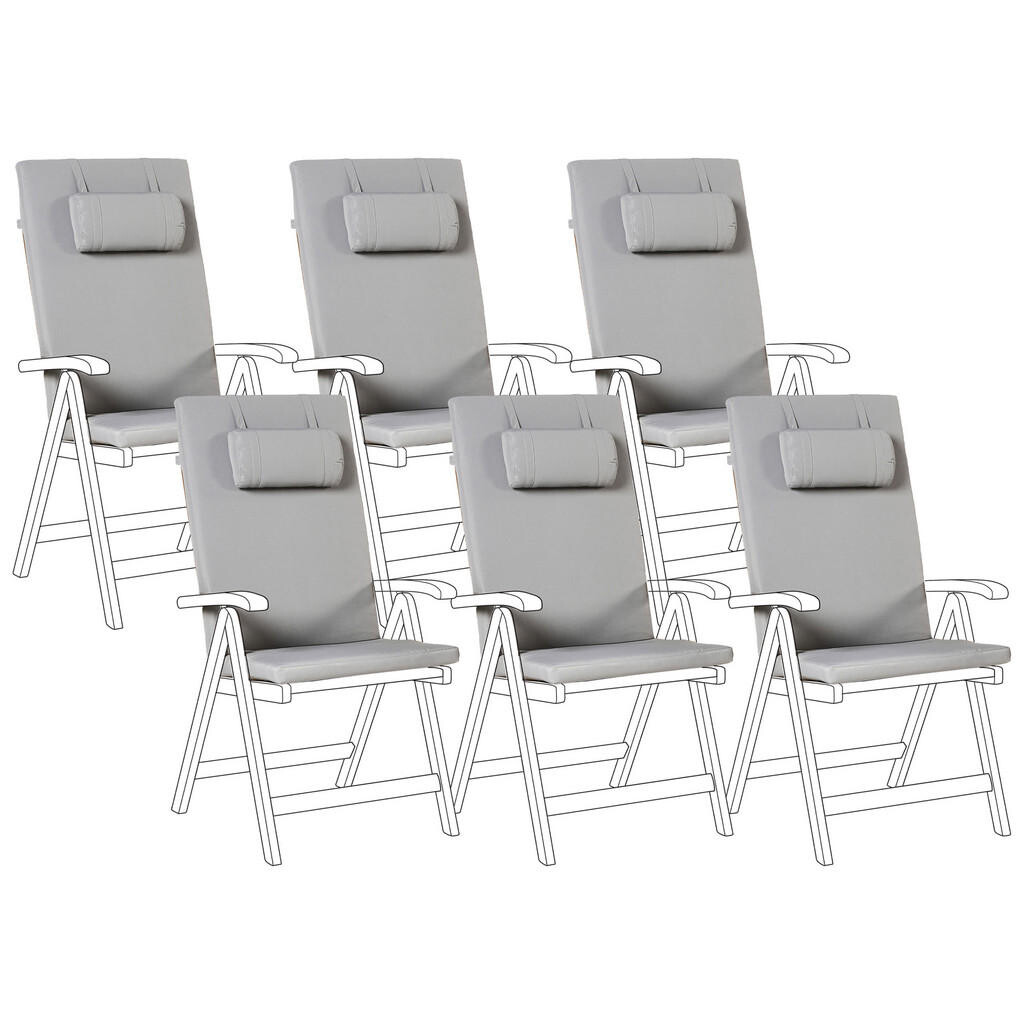 Beliani VENKOVNÍ sedací polštář sada 6 ks Světle šedý 50/45 cm Java/Amantea Premium