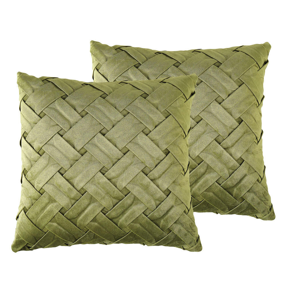 Beliani DEKORATIVNÍ POLŠTÁŘ sada 2 ks Olivově zelený 43/43 cm Narcissus