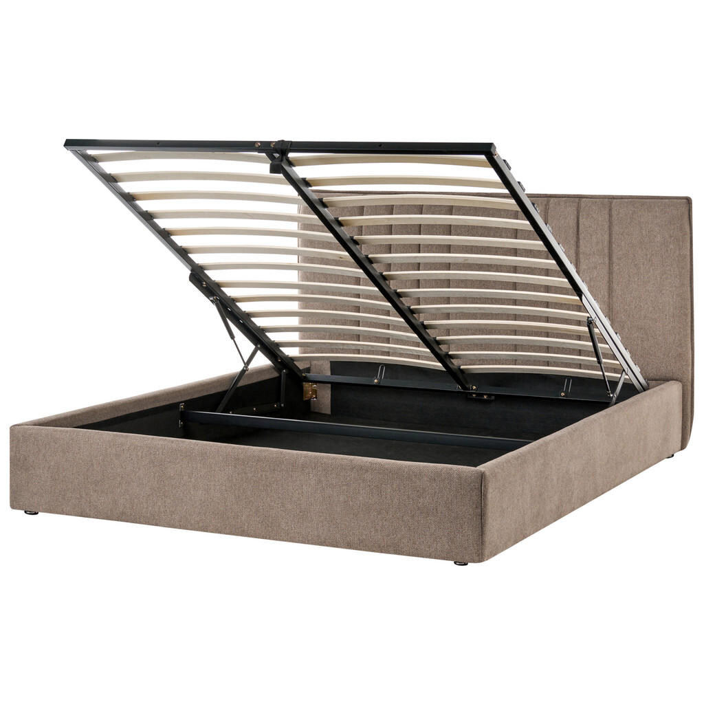 Beliani POSTEL s úložným prostorem 160/200 cm Látka Taupe Tarascon