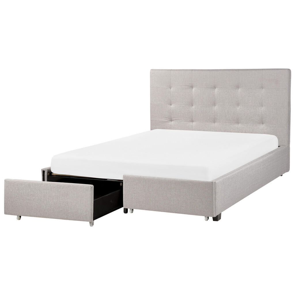 Beliani POSTEL 140/200 cm Světle šedá La Rochelle