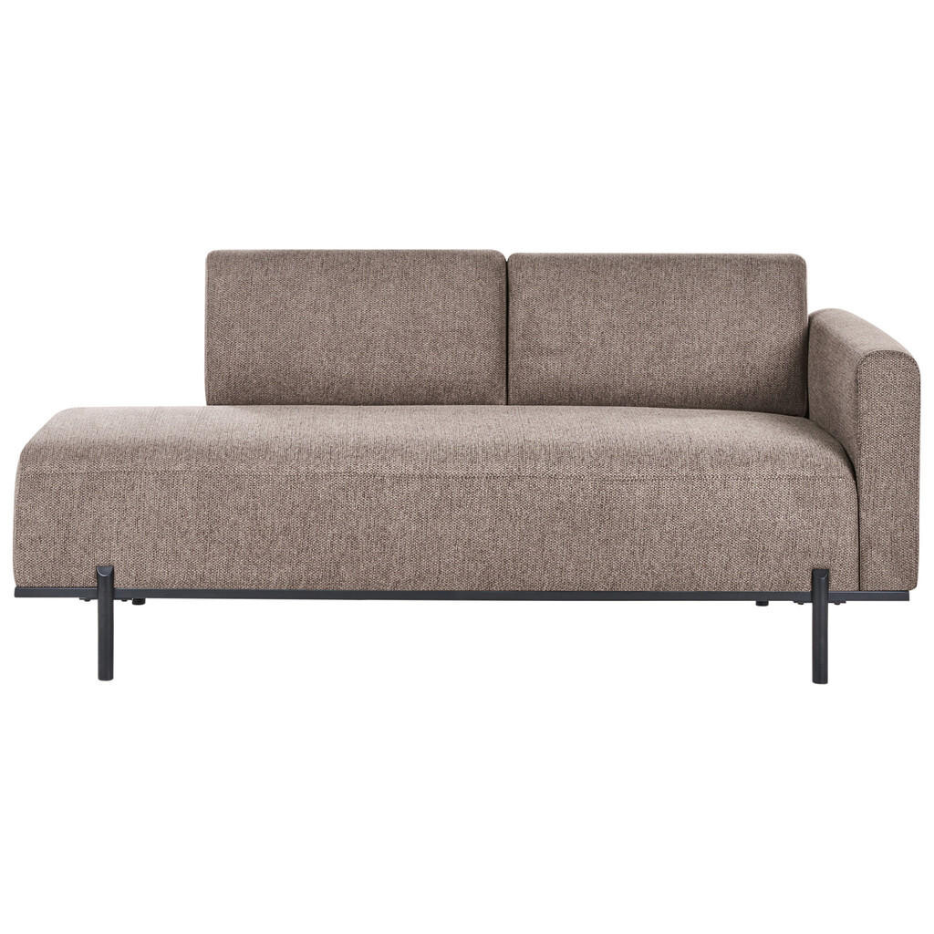 Beliani ČALOUNĚNÉ LEHÁTKO CHAISE LONGUE Umělý len Světle hnědé Savasse