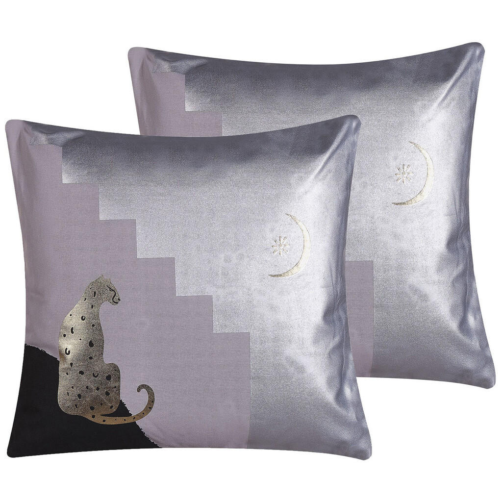 Beliani DEKORATIVNÍ POLŠTÁŘ sada 2 ks Šedý 45/45 cm Digitalis