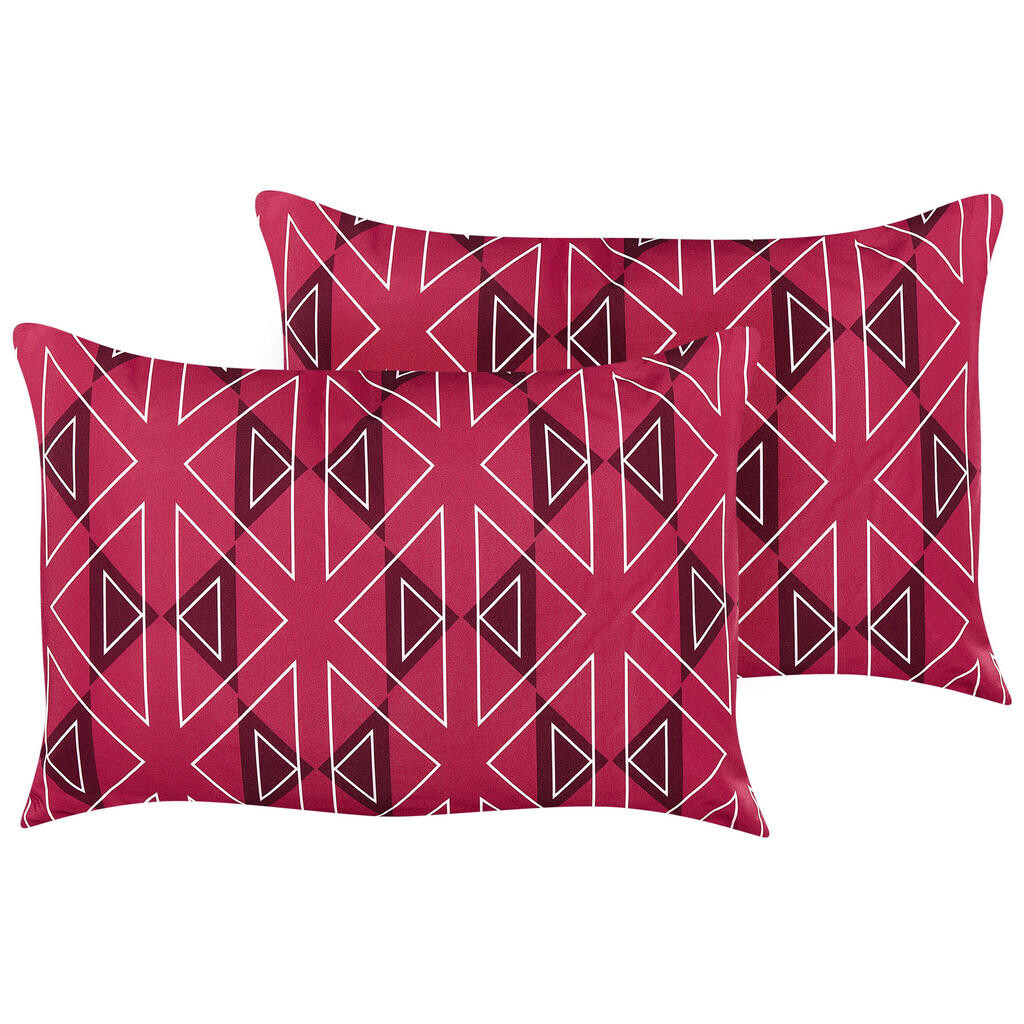 Beliani ZAHRADNÍ POLŠTÁŘ sada 2 ks geometrický vzor růžový 40/60 cm Mezzano
