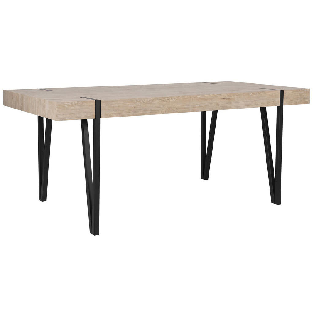 Beliani JÍDELNÍ STŮL 180/90/75 cm Světle hnědý, Černý Obdélníkový Adena