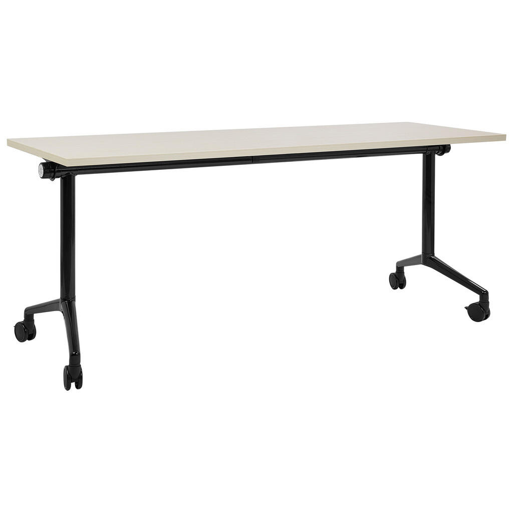 Beliani PSACÍ STŮL Skládací Světle hnědý 180/60 cm s kolečky Cavi