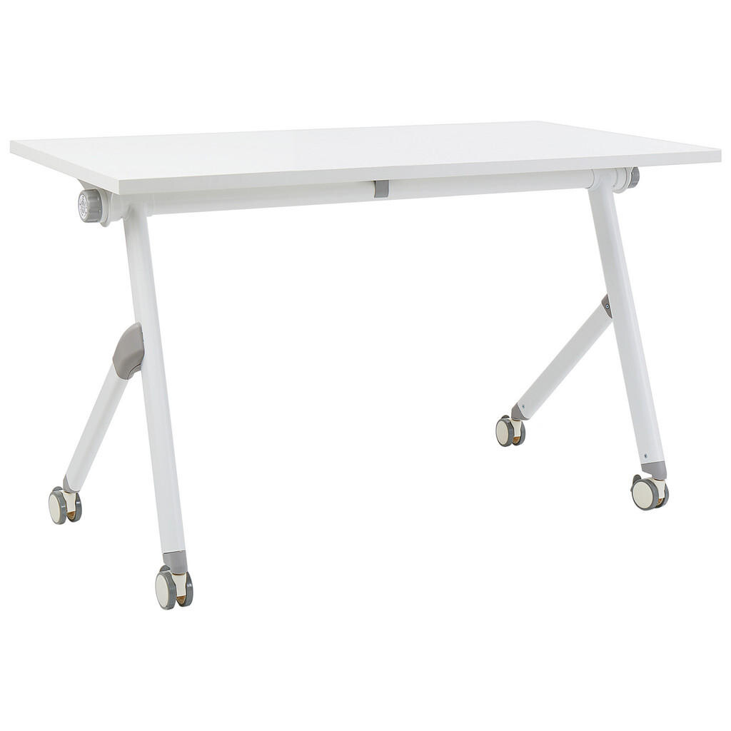 Beliani PSACÍ STŮL Skládací Bílý 120/60 cm s kolečky Bendi
