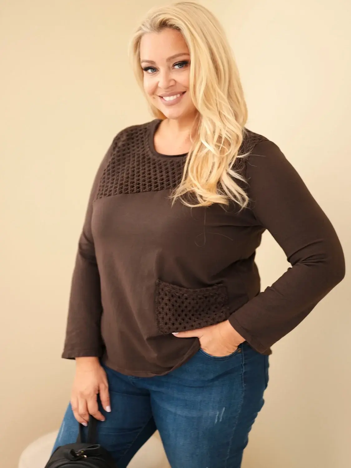 Dámská mikina Kesi Plus Size s krajkou