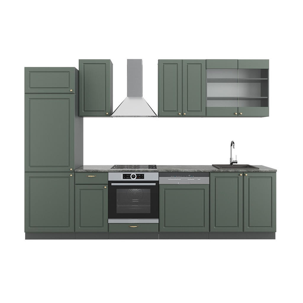 Vicco KUCHYŇSKÝ KOUT Fame-Line Zeleno-zlatá Country House/Anthracite 300 cm , PD Antracit