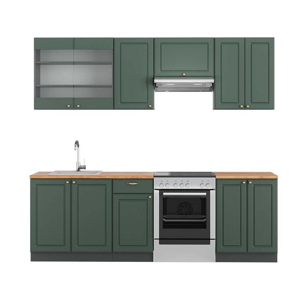 Vicco KUCHYŇSKÝ KOUT Fame-Line Zeleno-zlatá Country House/Anthracite 240 cm , PD Dub