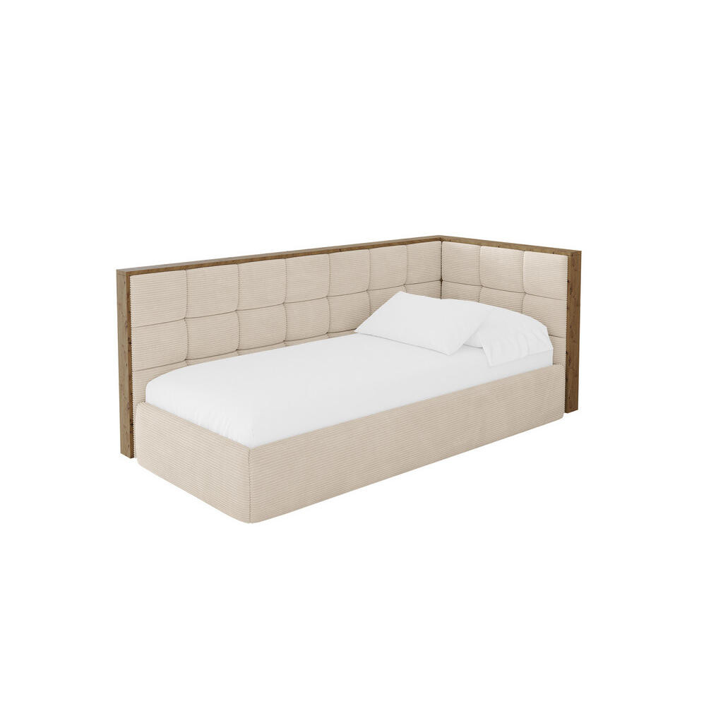 ALTDECOR JEDNOLŮŽKOVÁ POSTEL pro mládež s úložným prostorem, vlevo - SOVY 80x200 béžová