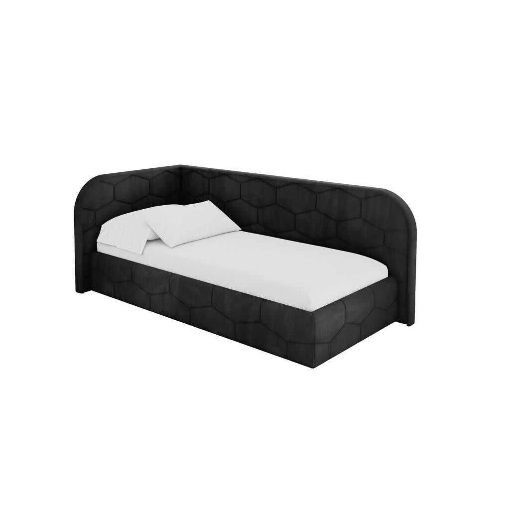 ALTDECOR JEDNOLŮŽKOVÁ POSTEL pro mládež s úložným prostorem, vpravo - JAXY 90x200 černá
