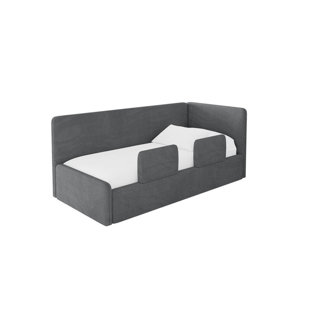ALTDECOR JEDNOLŮŽKOVÁ POSTEL pro mládež s úložným prostorem a matrací H3/H4, vlevo - NORY 100x200 tmavě šedá