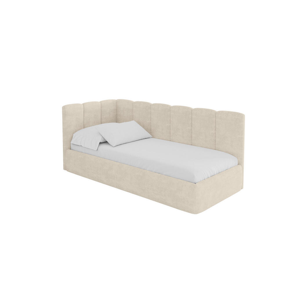 ALTDECOR JEDNOLŮŽKOVÁ POSTEL pro mládež s úložným prostorem a matrací H3/H4, vpravo - DEXY 90x200 béžová