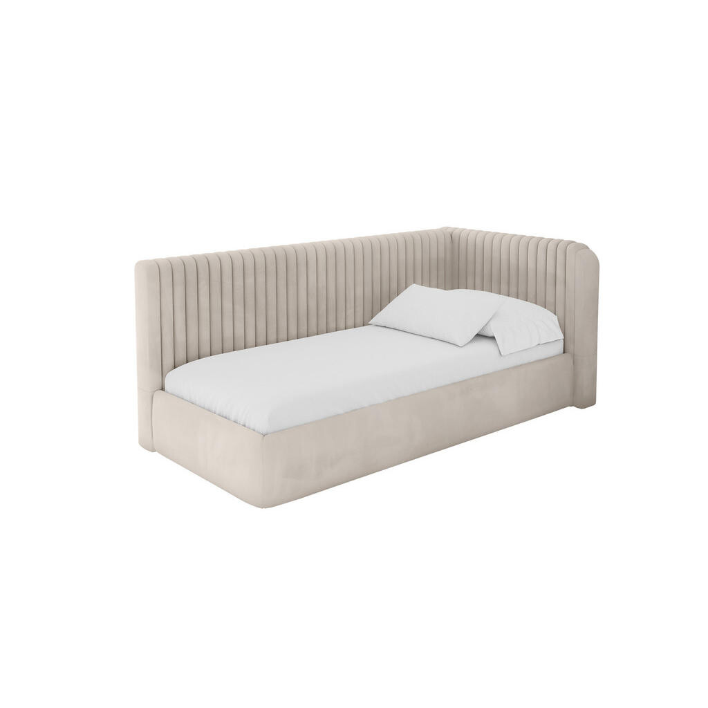 ALTDECOR JEDNOLŮŽKOVÁ POSTEL pro mládež s úložným prostorem a matrací H3/H4, vlevo - AURY 80x200 béžová