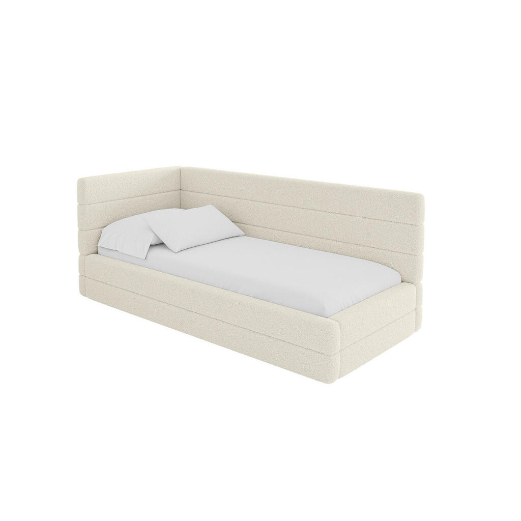 ALTDECOR JEDNOLŮŽKOVÁ POSTEL pro mládež s úložným prostorem a matrací H3/H4, vpravo - BEMY 100x200 béžová
